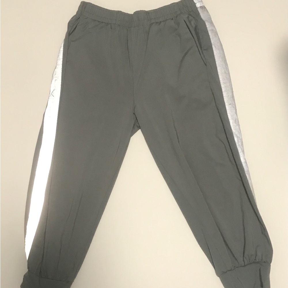 Olive green Joggers with Silver Stripes